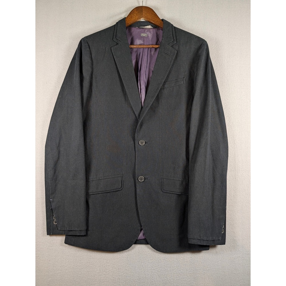 Armani Exchange AX Mens Grey Micro Stripe Blazer Jacket 36 Reg Purple Lining
